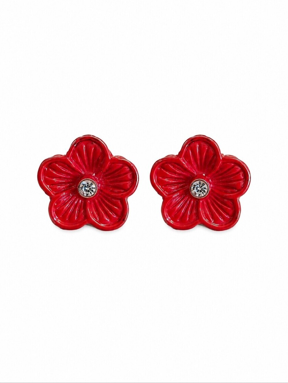 3/$30 VTG Red Flower Post Earrings